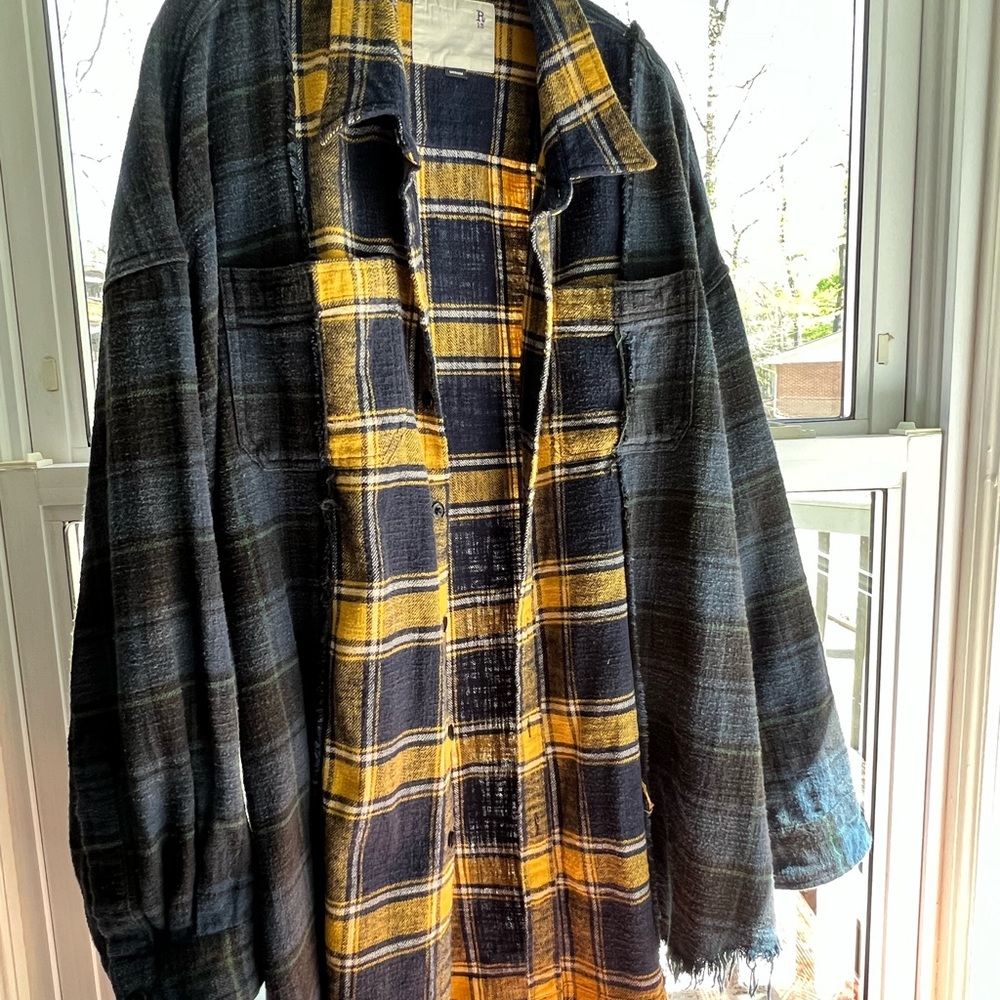 R13 Drop Neck Oversized Flannel Workshirt